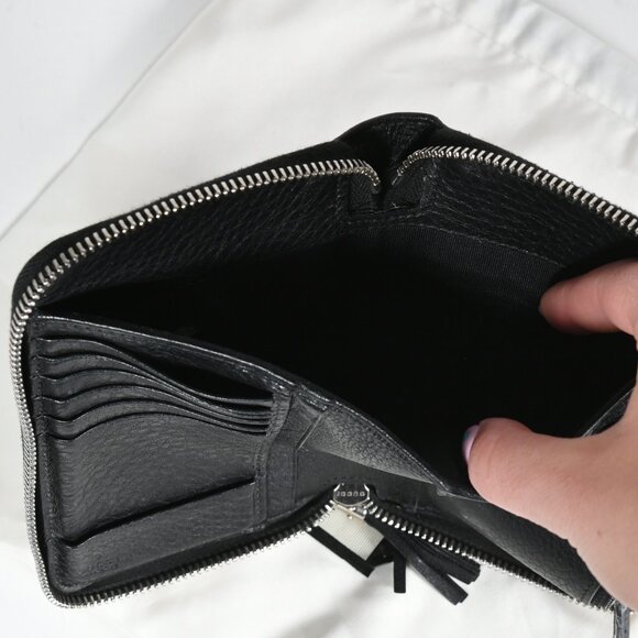 Gucci Soho Black Leather Studded Zip Wallet with Logo Detail - Picture 12 of 14